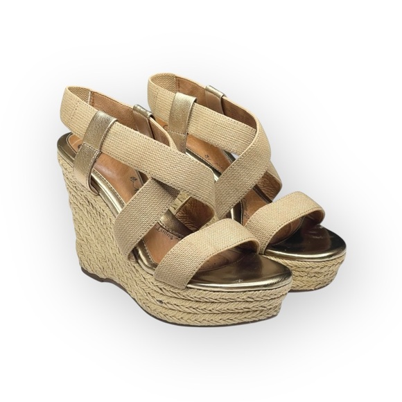 Sofft  Perla Wedge Slingbacks Espadrilles Sandals  Truffle Metallic Gold  6.5 - Picture 11 of 16